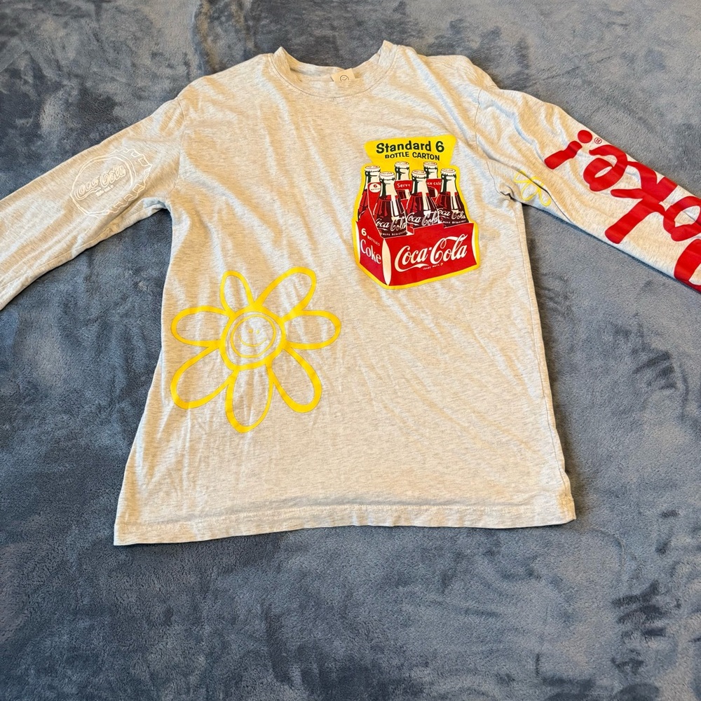 Coca Cola Long Sleeve Shirt - Gray with Red and Yellow Accents
